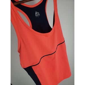 RBX Racerback Built In Support Activewear Tank‎ Safety Neon Orange Blue Sz Large